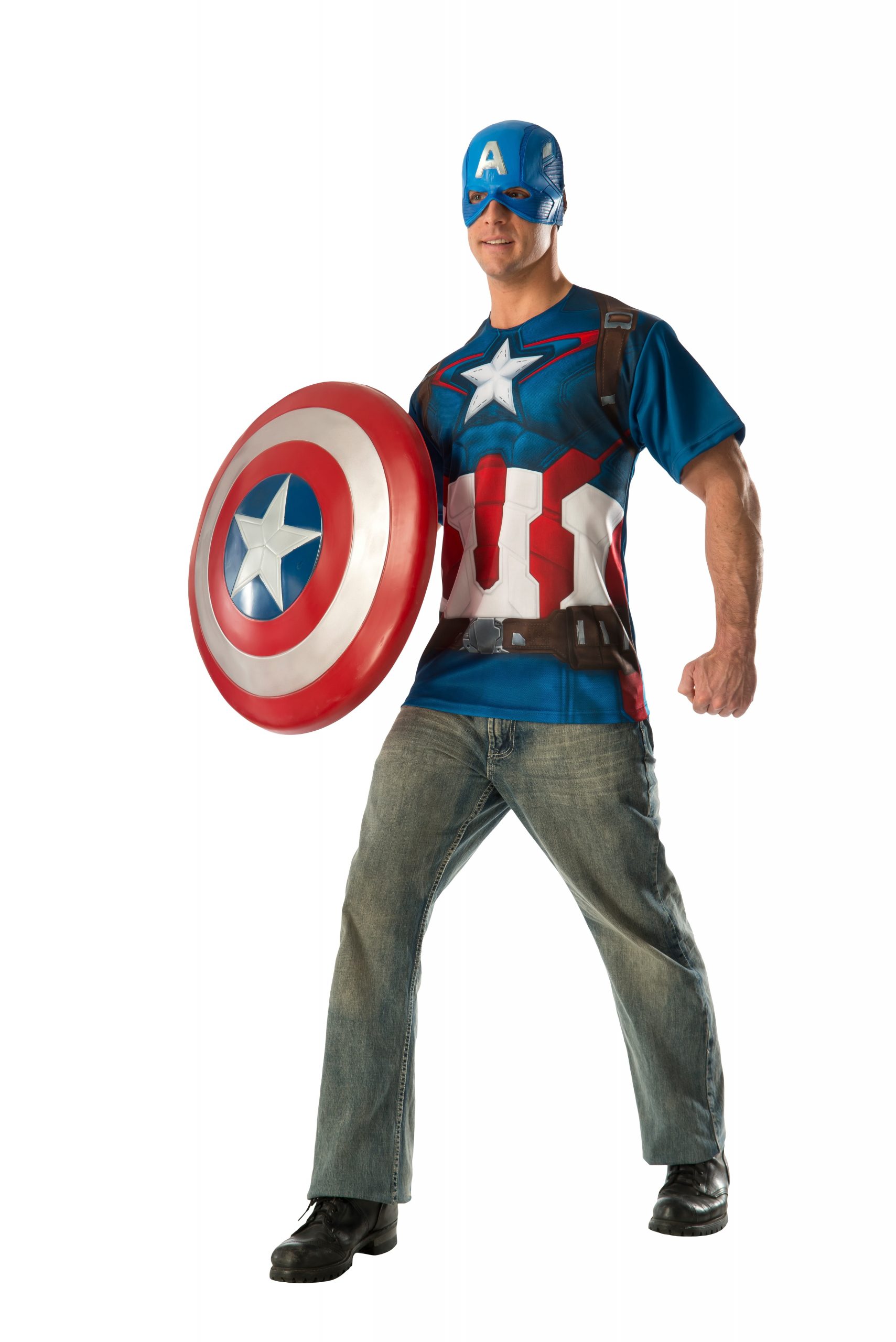 Adult Captain America Costume Top And Mask Letz Party