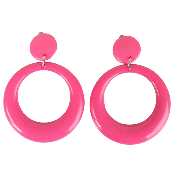 Neon Pink Clip – On Hoop Earrings | LETZ PARTY